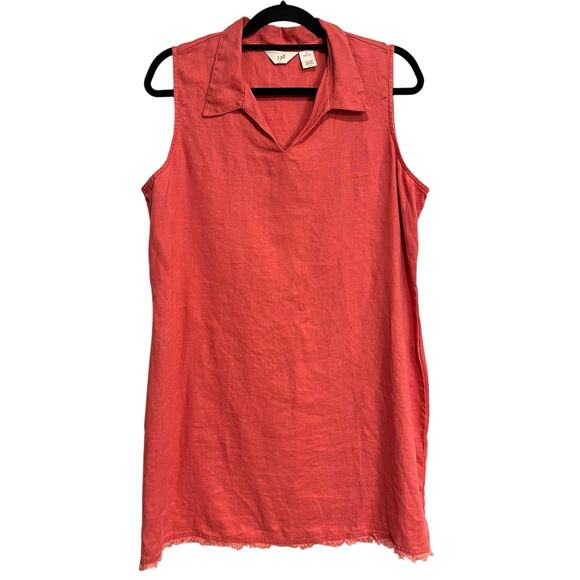 J. Jill Top Sleeveless Blouse Tunic 100% Linen Flax Pink Salmon Large Petite - Picture 1 of 5